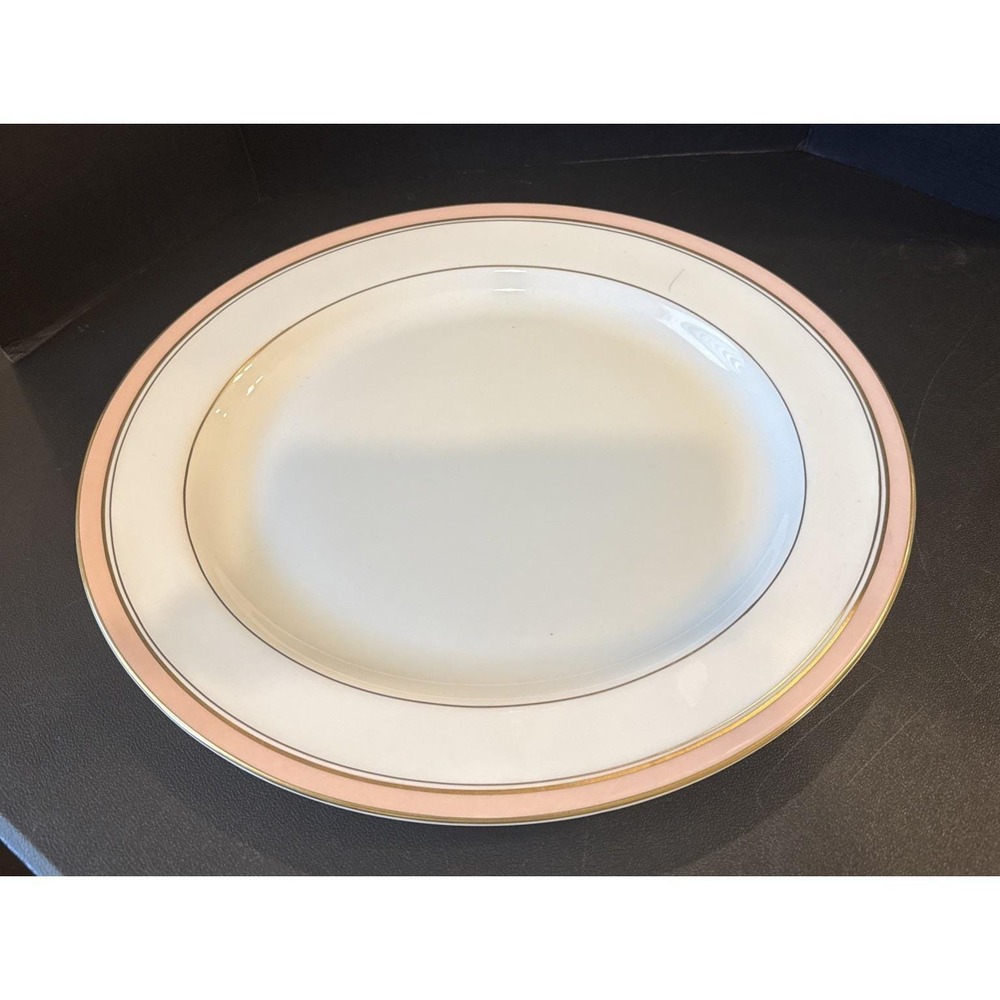 Royal Worcester Howard Pink Gold Trim Oval Serving Platter Plate England Retro